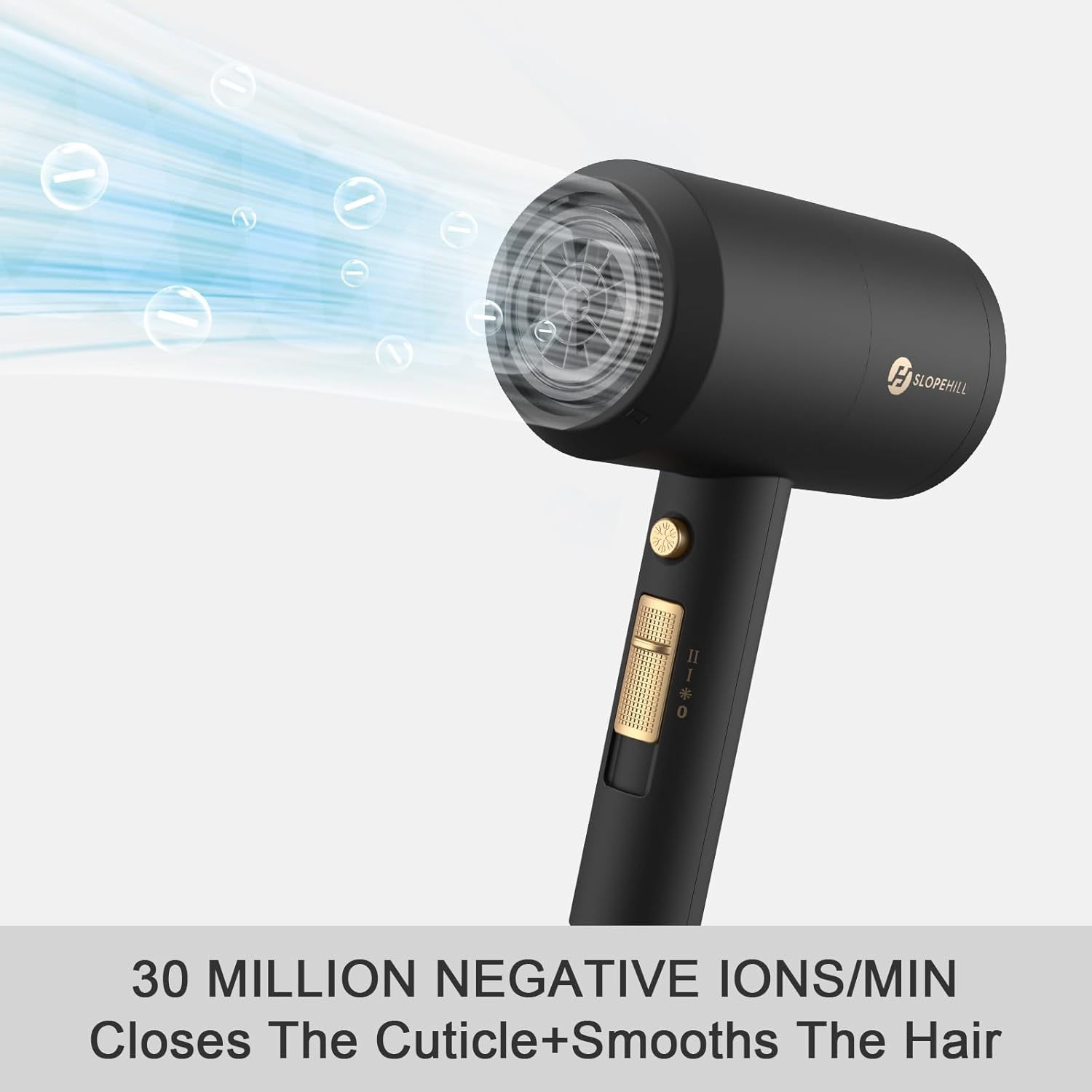 slopehill Professional Ionic Hair Dryer, Powerful 1800W Fast Drying Low Noise Blow Dryer with 2 Concentrator Nozzle 1 Diffuser Attachments for Home Salon Travel (Mocha Mousse)