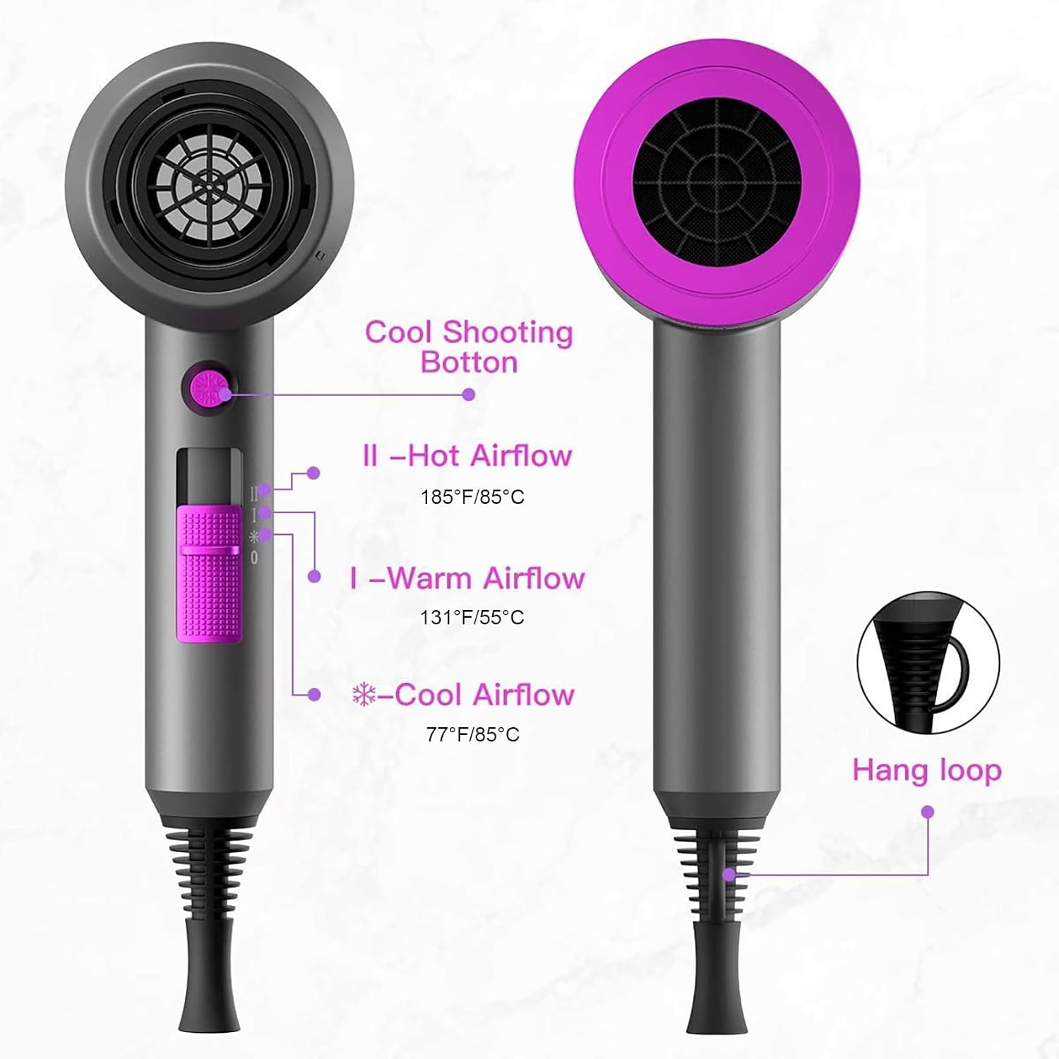 slopehill Professional Ionic Hair Dryer, Powerful 1800W Fast Drying Low Noise Blow Dryer with 2 Concentrator Nozzle 1 Diffuser Attachments for Home Salon Travel (Mocha Mousse)