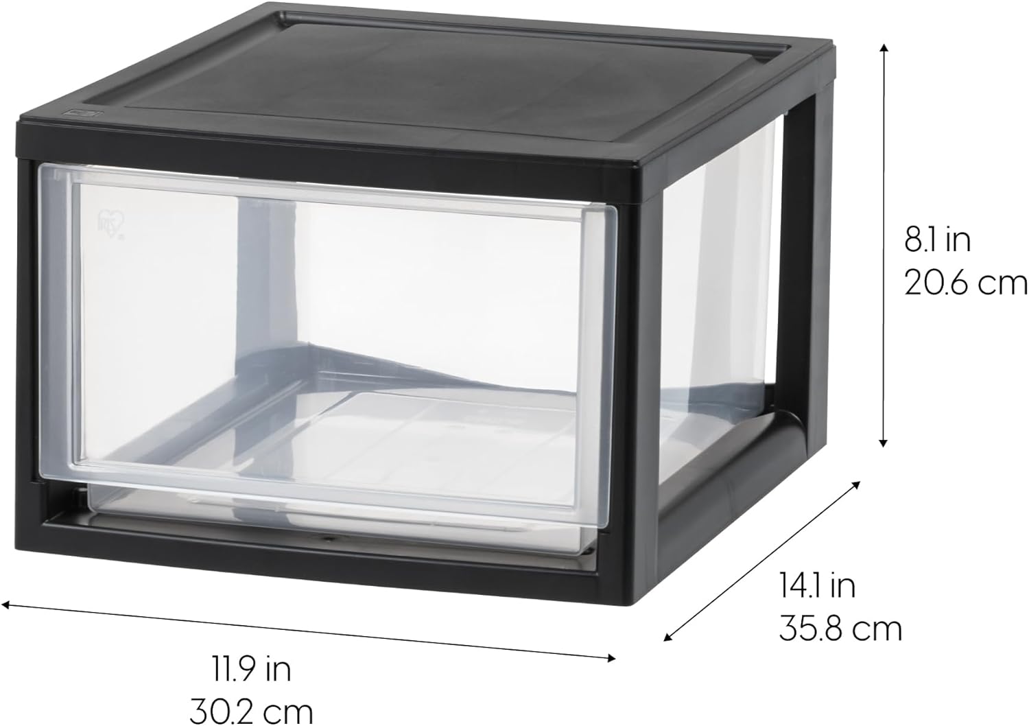 IRIS USA 6 Qt. Plastic Drawer Storage Organizer Stacking Drawers, 8-Pack, Stackable Unit with Sliding Drawer for Clothes Bedroom Kitchen Under Sink Pantry Craft Room Bathroom Dorm Office, Black
