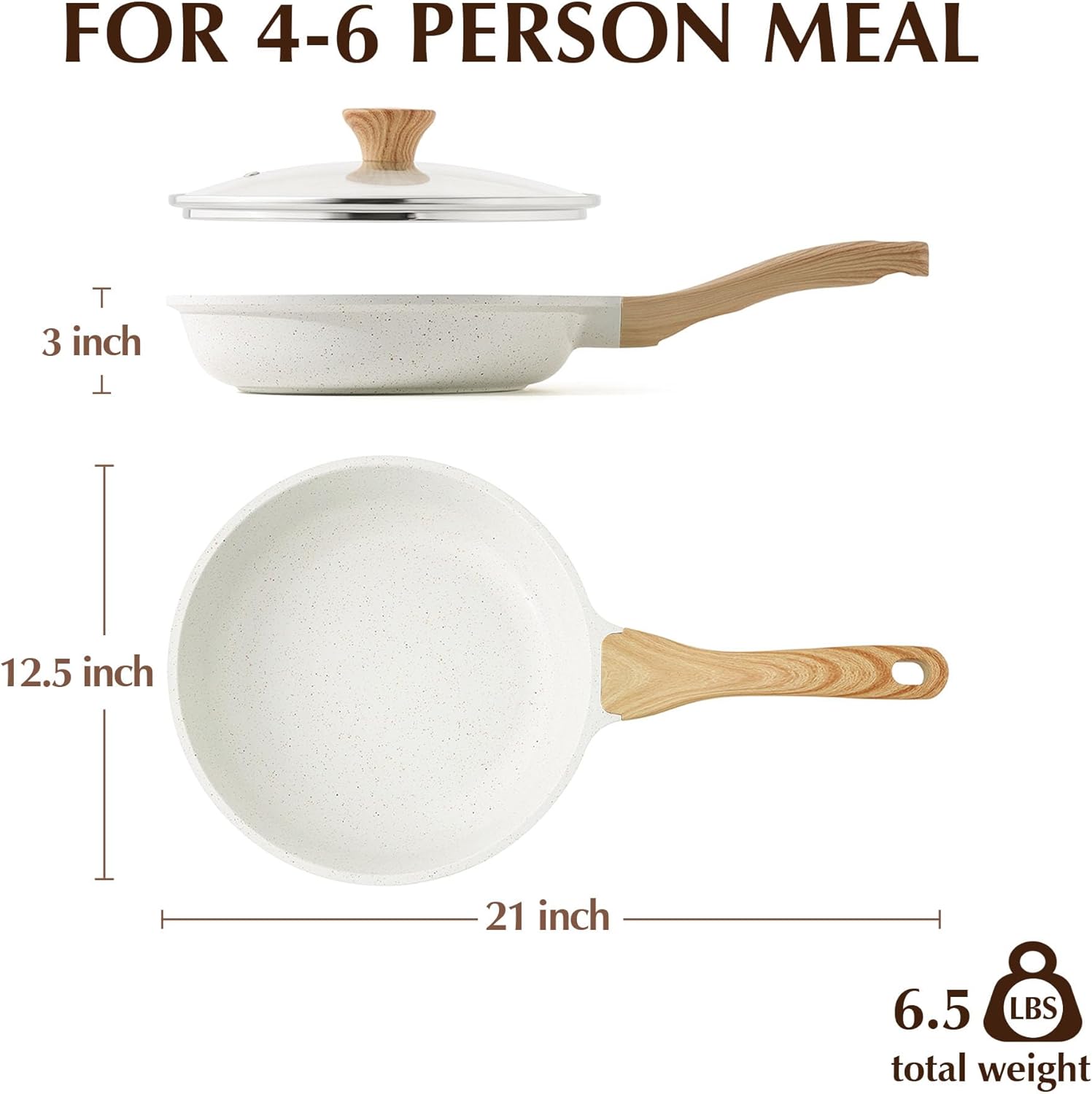 SENSARTE Nonstick Ceramic Frying Pan Skillet with Lid, 9.5 Inch Omelet Pan, Healthy Non Toxic Chefs Pan, Induction Compatible Egg Pan with Heat Resistant Handle, Free of Intentionally Added PFAS/PTFE