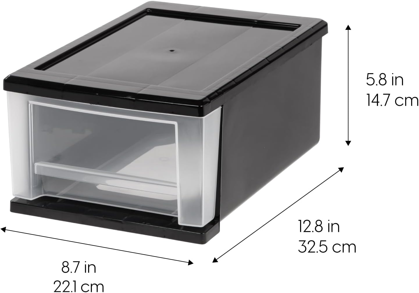 IRIS USA 6 Qt. Plastic Drawer Storage Organizer Stacking Drawers, 8-Pack, Stackable Unit with Sliding Drawer for Clothes Bedroom Kitchen Under Sink Pantry Craft Room Bathroom Dorm Office, Black