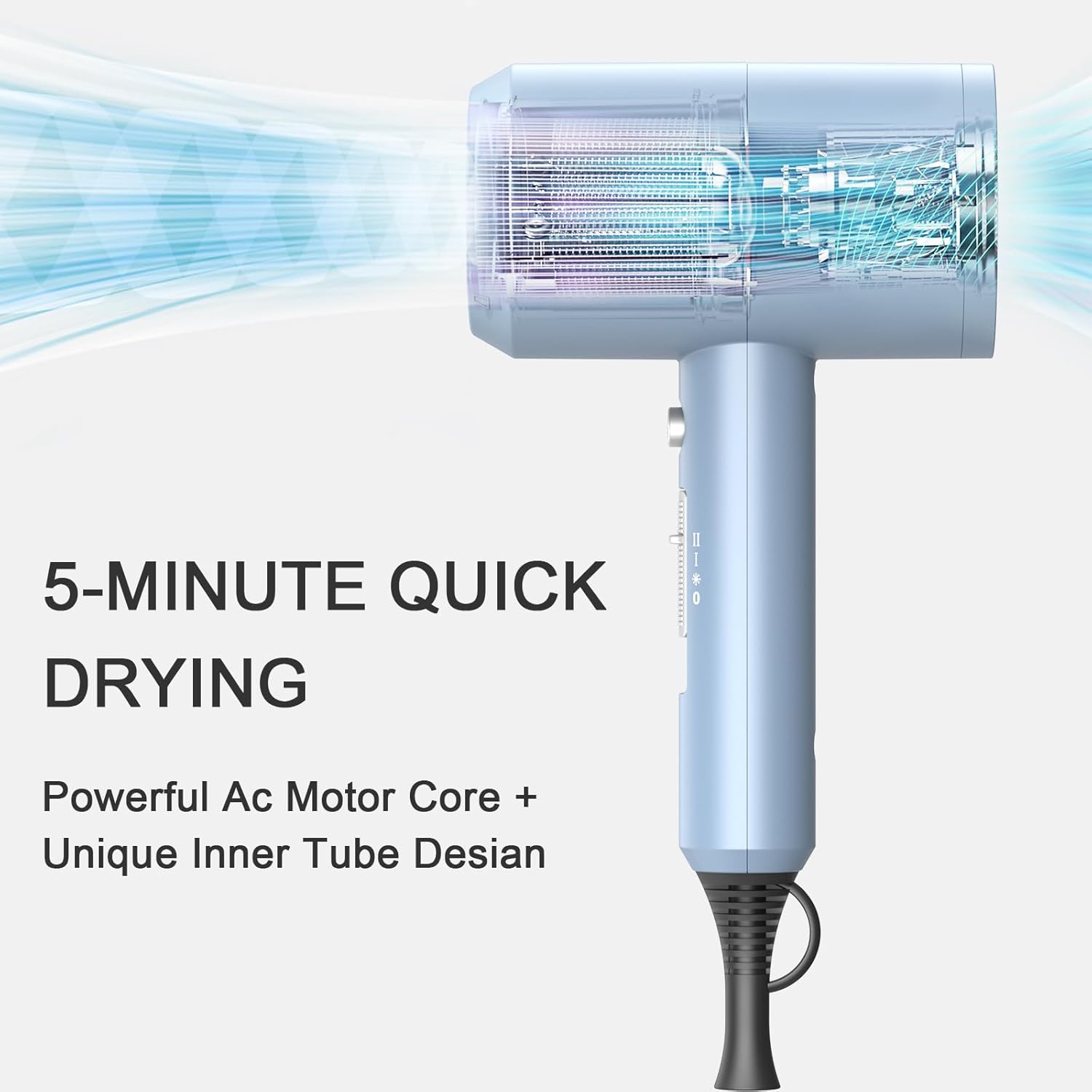slopehill Professional Ionic Hair Dryer, Powerful 1800W Fast Drying Low Noise Blow Dryer with 2 Concentrator Nozzle 1 Diffuser Attachments for Home Salon Travel (Mocha Mousse)