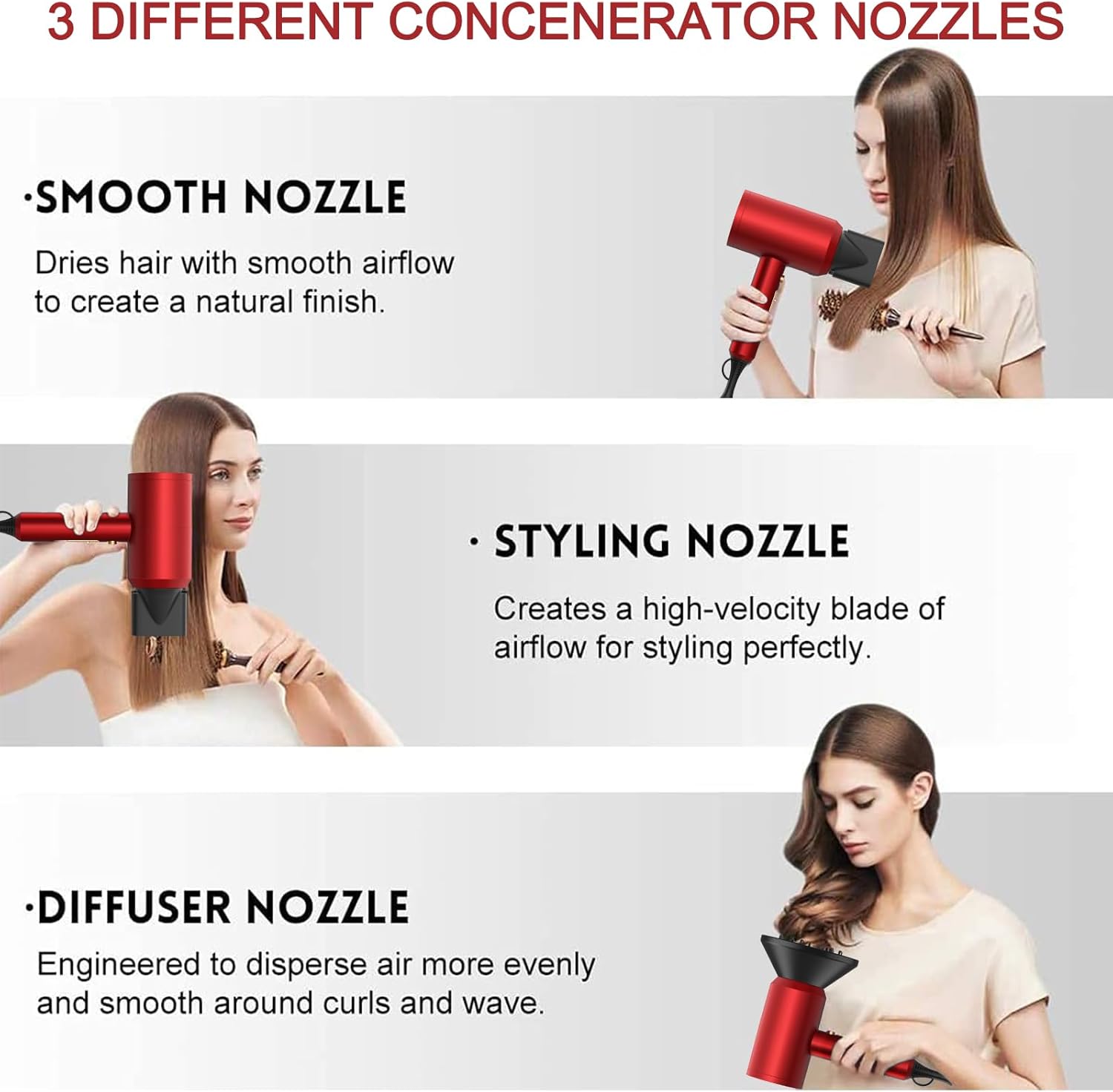 slopehill Professional Ionic Hair Dryer, Powerful 1800W Fast Drying Low Noise Blow Dryer with 2 Concentrator Nozzle 1 Diffuser Attachments for Home Salon Travel (Mocha Mousse)