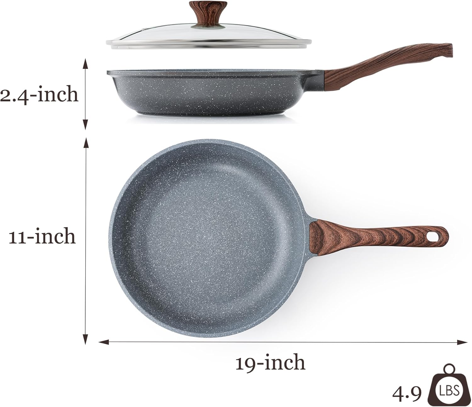 SENSARTE Nonstick Ceramic Frying Pan Skillet with Lid, 9.5 Inch Omelet Pan, Healthy Non Toxic Chefs Pan, Induction Compatible Egg Pan with Heat Resistant Handle, Free of Intentionally Added PFAS/PTFE