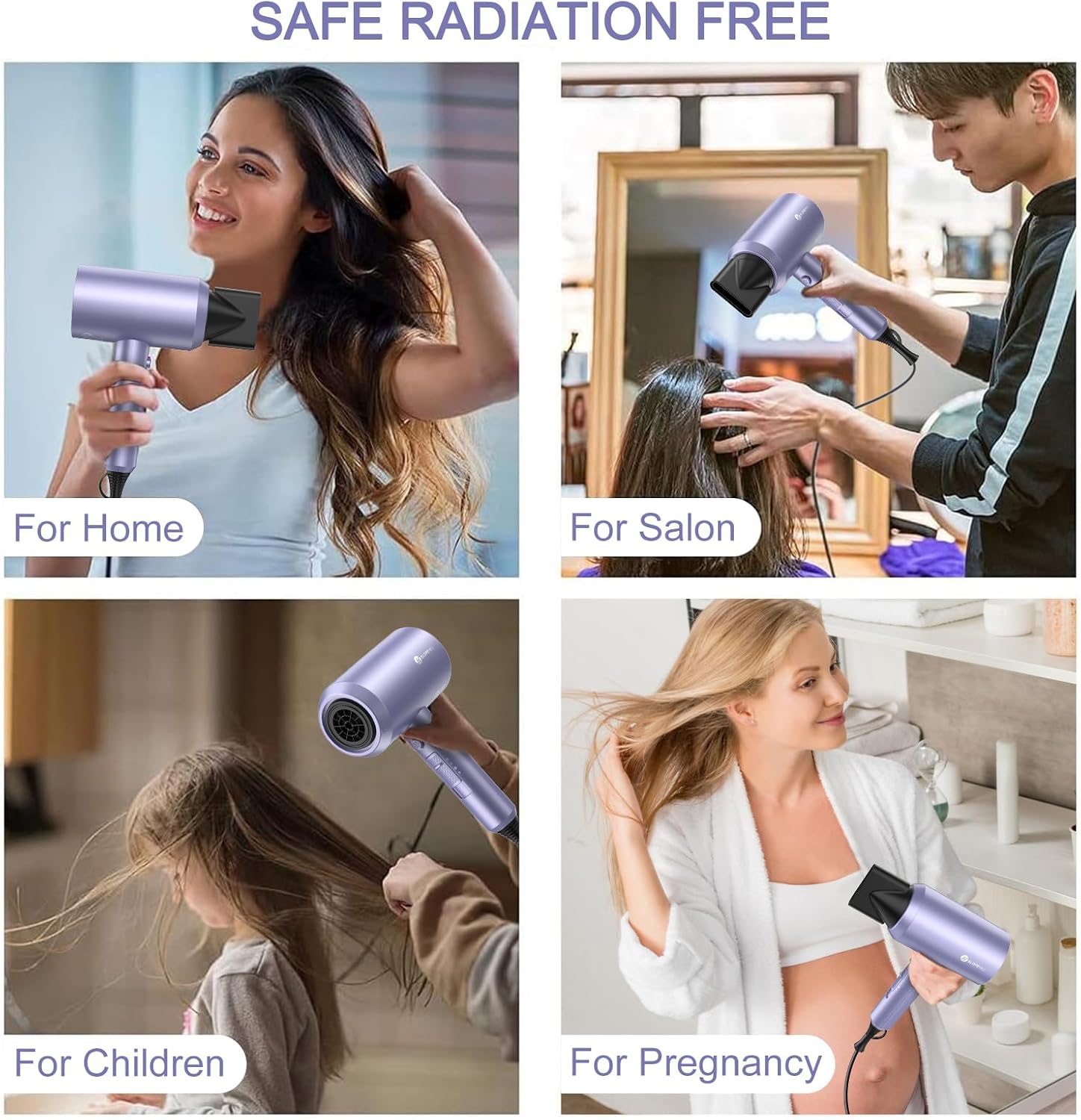 slopehill Professional Ionic Hair Dryer, Powerful 1800W Fast Drying Low Noise Blow Dryer with 2 Concentrator Nozzle 1 Diffuser Attachments for Home Salon Travel (Mocha Mousse)