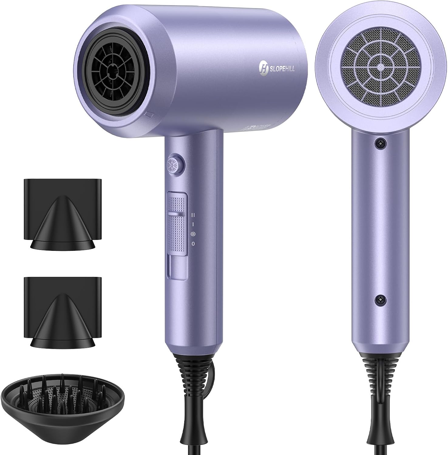 slopehill Professional Ionic Hair Dryer, Powerful 1800W Fast Drying Low Noise Blow Dryer with 2 Concentrator Nozzle 1 Diffuser Attachments for Home Salon Travel (Mocha Mousse)