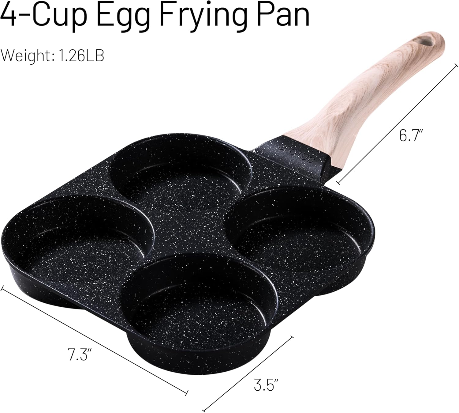 CAROTE Egg Pan Omelette Pan, 4-Cup Nonstick Granite Omelette Skillet - Pancake Pan and Healthy Egg Cooker Suitable for Gas Stove & Induction Cookware