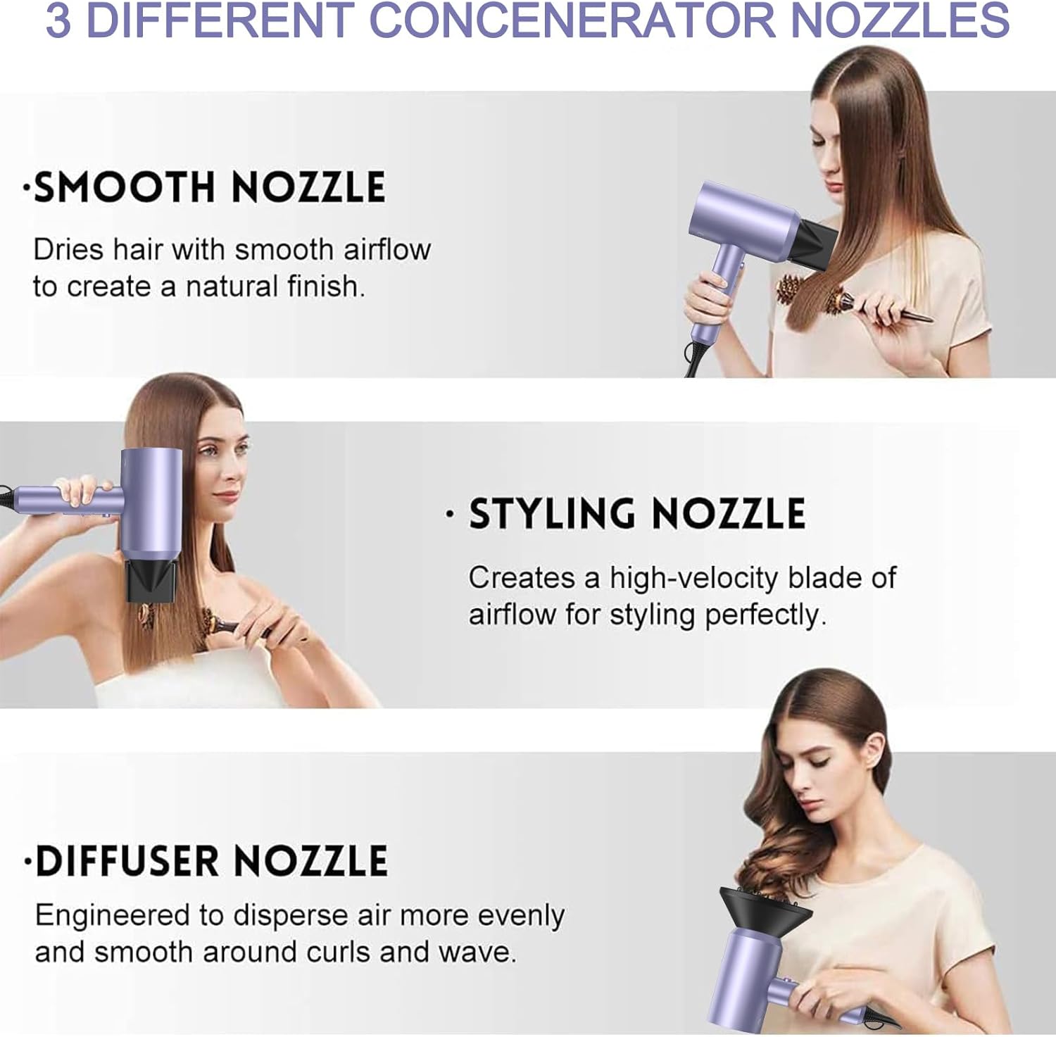 slopehill Professional Ionic Hair Dryer, Powerful 1800W Fast Drying Low Noise Blow Dryer with 2 Concentrator Nozzle 1 Diffuser Attachments for Home Salon Travel (Mocha Mousse)