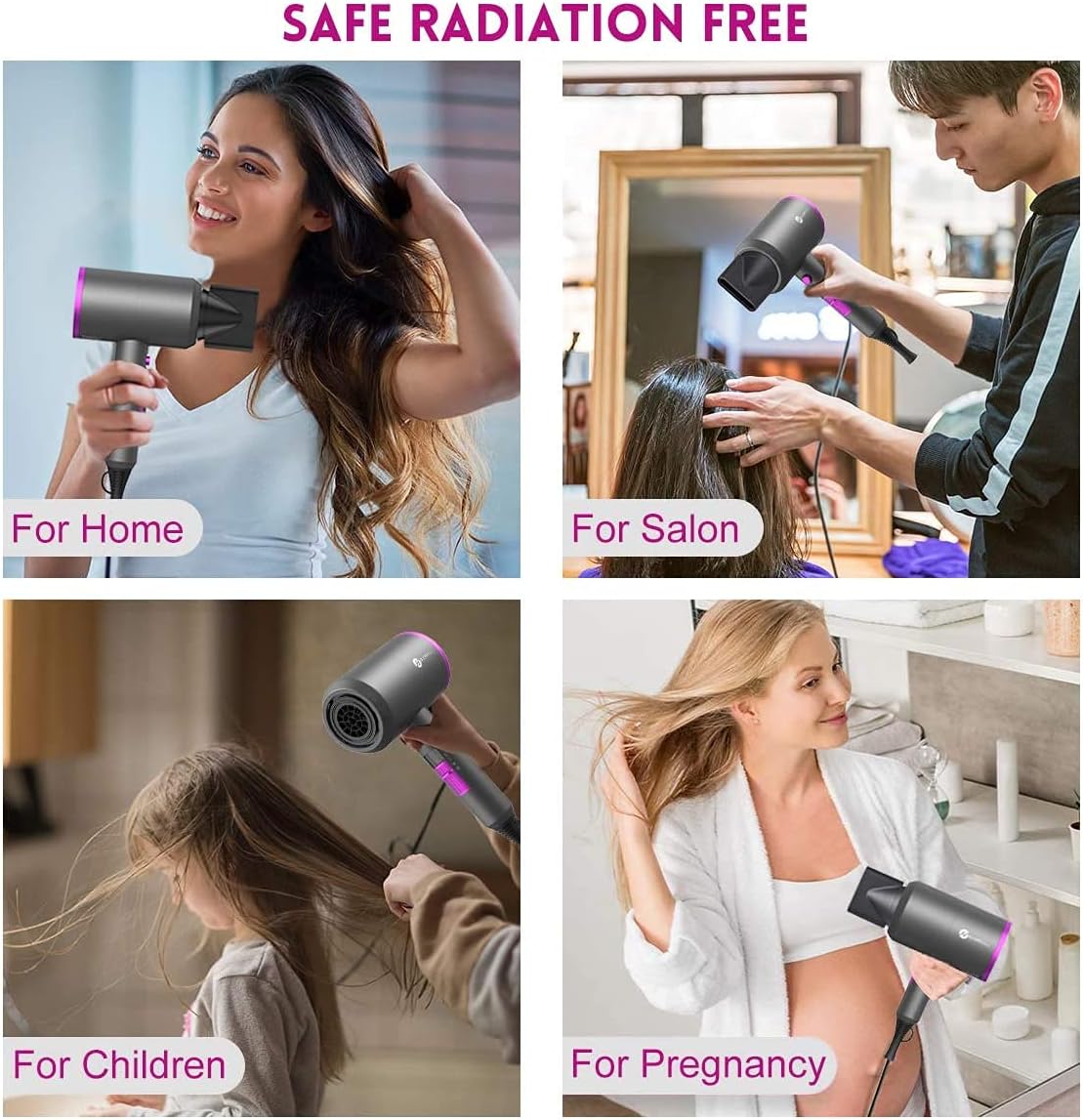 slopehill Professional Ionic Hair Dryer, Powerful 1800W Fast Drying Low Noise Blow Dryer with 2 Concentrator Nozzle 1 Diffuser Attachments for Home Salon Travel (Mocha Mousse)