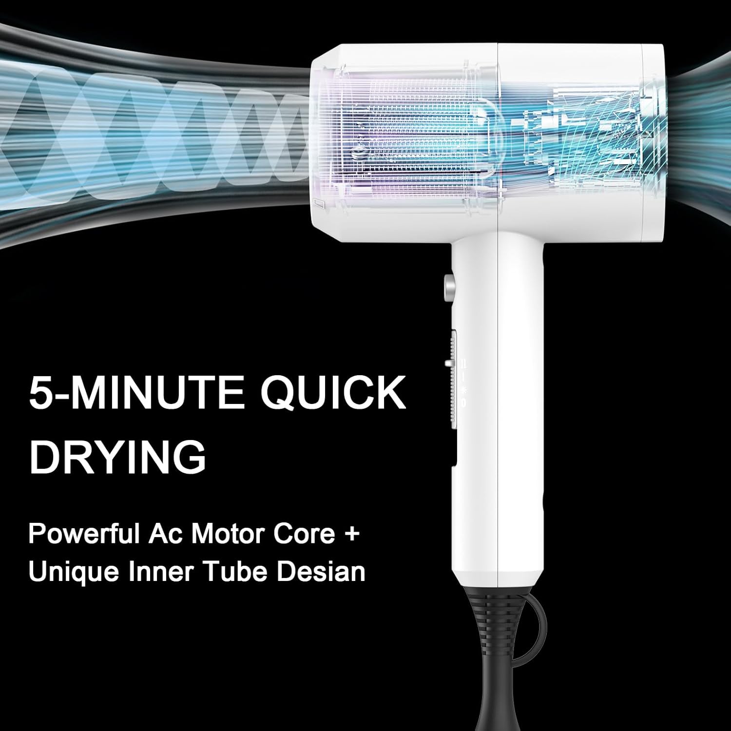 slopehill Professional Ionic Hair Dryer, Powerful 1800W Fast Drying Low Noise Blow Dryer with 2 Concentrator Nozzle 1 Diffuser Attachments for Home Salon Travel (Mocha Mousse)