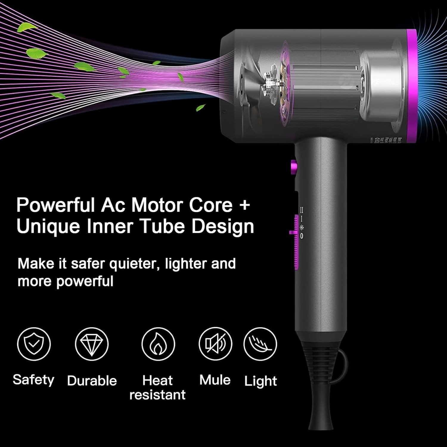 slopehill Professional Ionic Hair Dryer, Powerful 1800W Fast Drying Low Noise Blow Dryer with 2 Concentrator Nozzle 1 Diffuser Attachments for Home Salon Travel (Mocha Mousse)