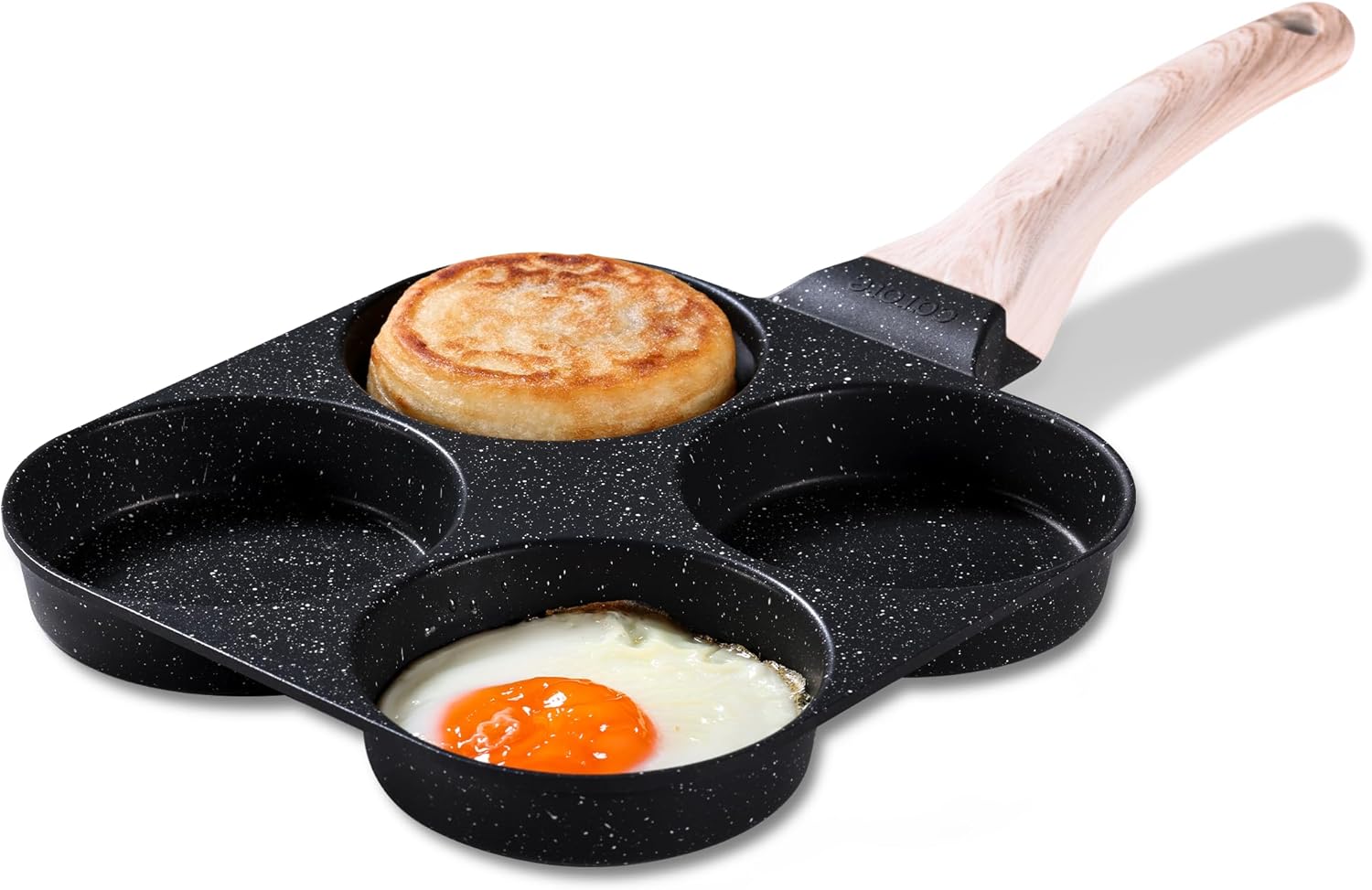 CAROTE Egg Pan Omelette Pan, 4-Cup Nonstick Granite Omelette Skillet - Pancake Pan and Healthy Egg Cooker Suitable for Gas Stove & Induction Cookware