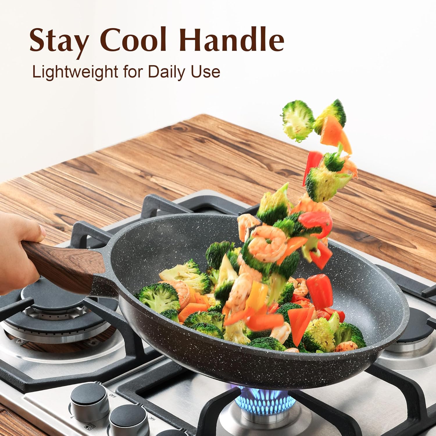 SENSARTE Nonstick Ceramic Frying Pan Skillet with Lid, 9.5 Inch Omelet Pan, Healthy Non Toxic Chefs Pan, Induction Compatible Egg Pan with Heat Resistant Handle, Free of Intentionally Added PFAS/PTFE