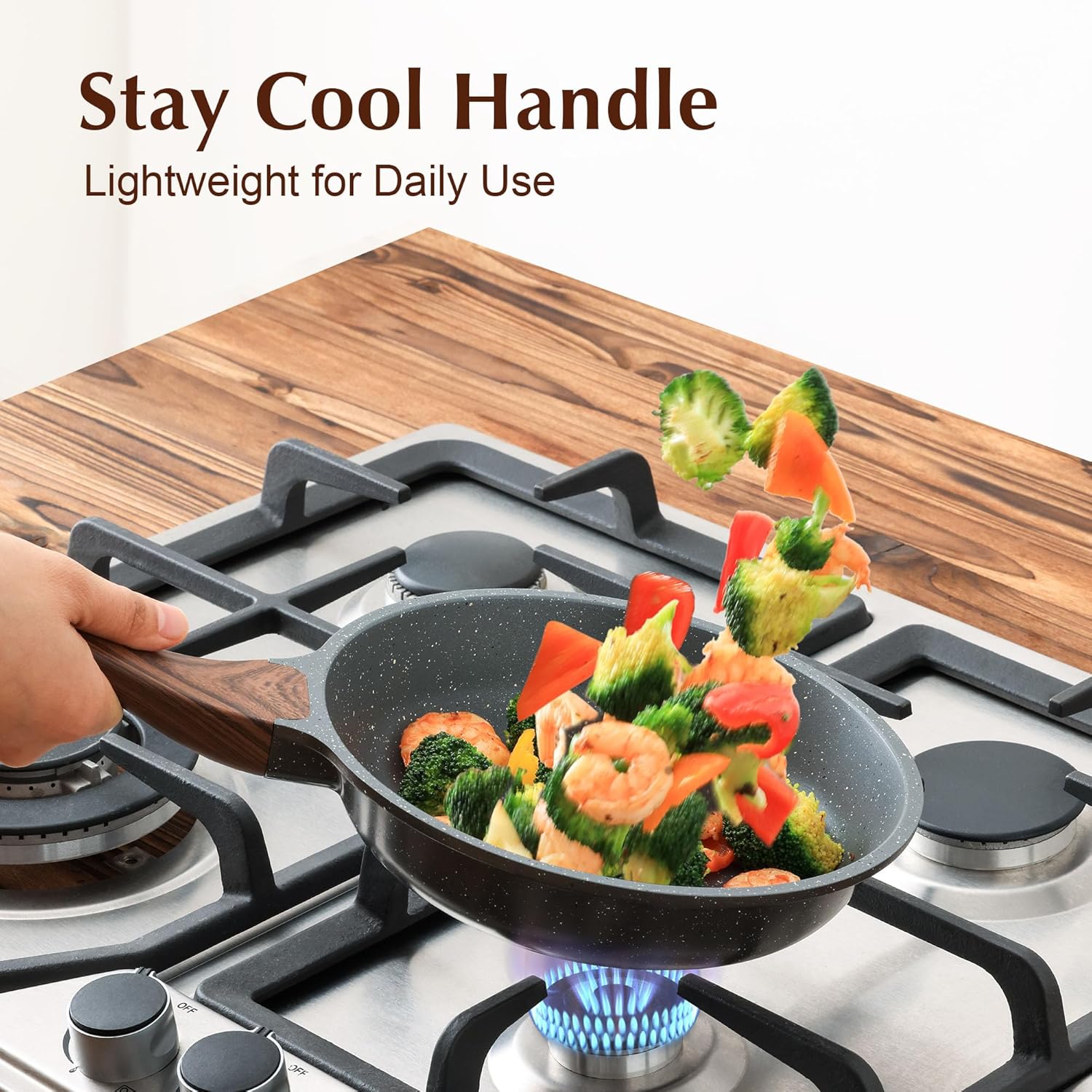 SENSARTE Nonstick Ceramic Frying Pan Skillet with Lid, 9.5 Inch Omelet Pan, Healthy Non Toxic Chefs Pan, Induction Compatible Egg Pan with Heat Resistant Handle, Free of Intentionally Added PFAS/PTFE