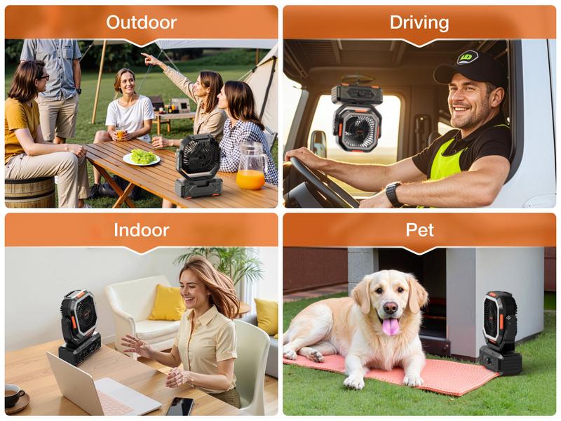 OGERY 2025 Upgraded Camping Fan, 20000mAh Rechargeable Fan with LED Lights & 270° Pivot, Remote Control Shaking Head Desk Fan for Tent Travel Home Multifunction Outdoor Activities