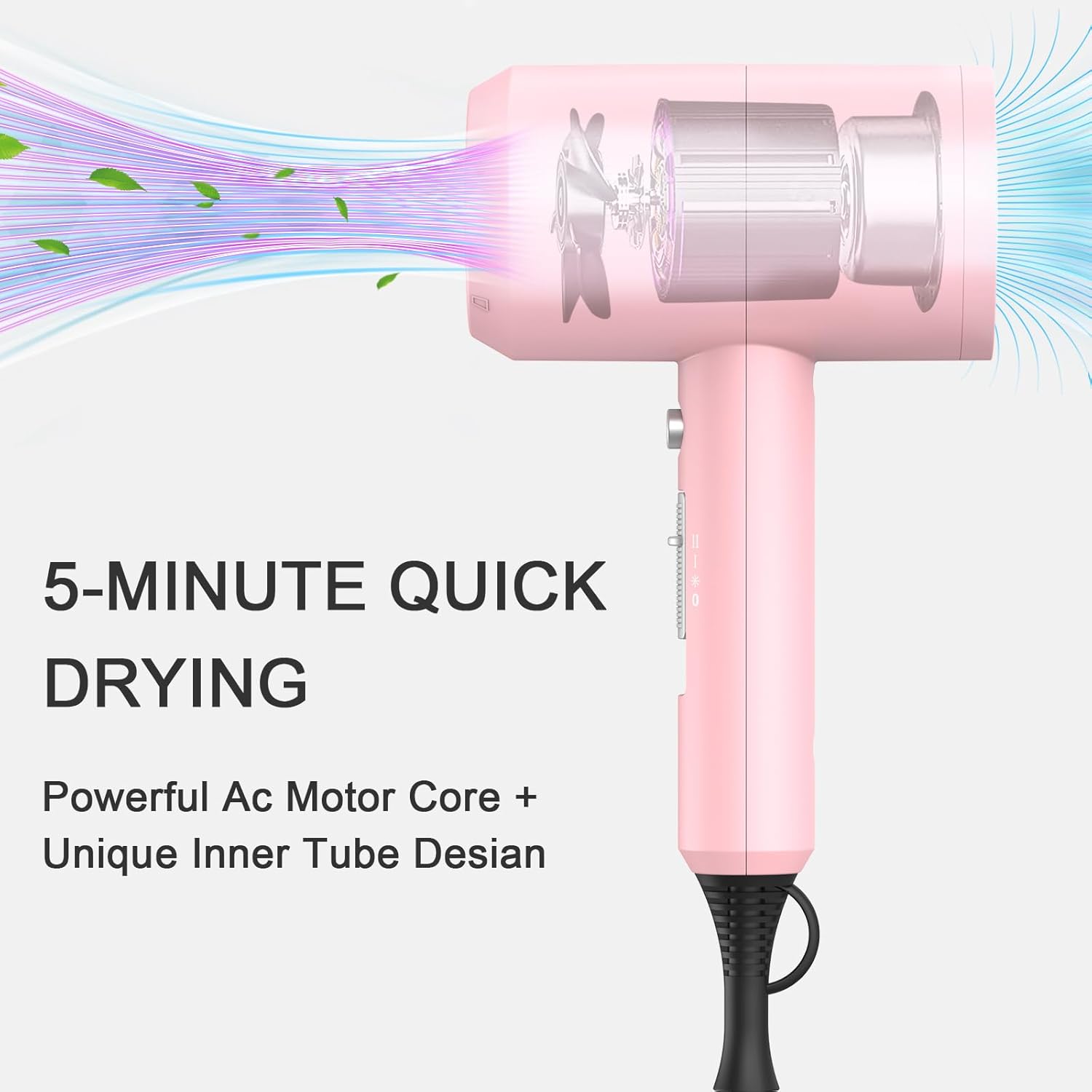 slopehill Professional Ionic Hair Dryer, Powerful 1800W Fast Drying Low Noise Blow Dryer with 2 Concentrator Nozzle 1 Diffuser Attachments for Home Salon Travel (Mocha Mousse)
