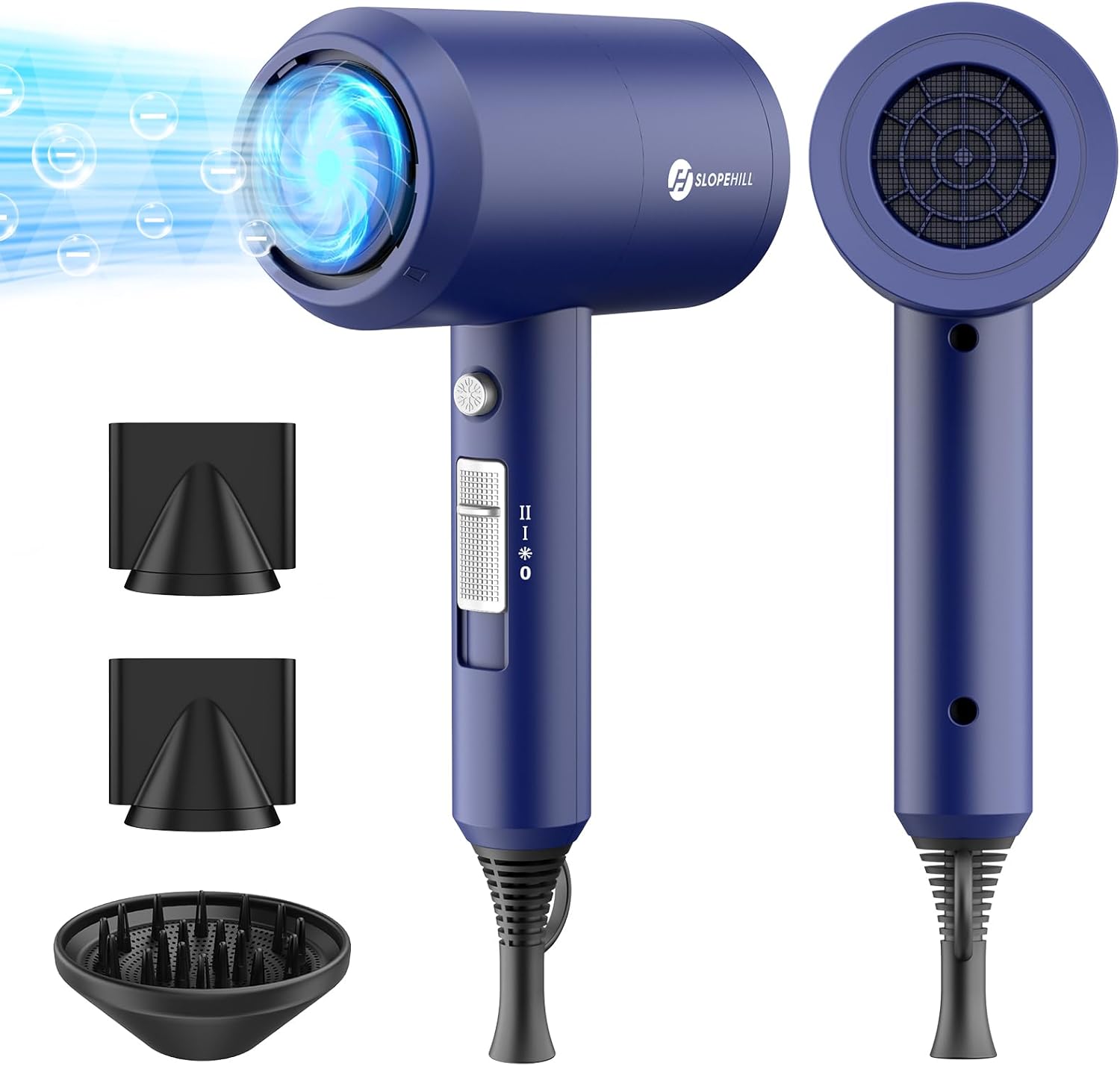 slopehill Professional Ionic Hair Dryer, Powerful 1800W Fast Drying Low Noise Blow Dryer with 2 Concentrator Nozzle 1 Diffuser Attachments for Home Salon Travel (Mocha Mousse)