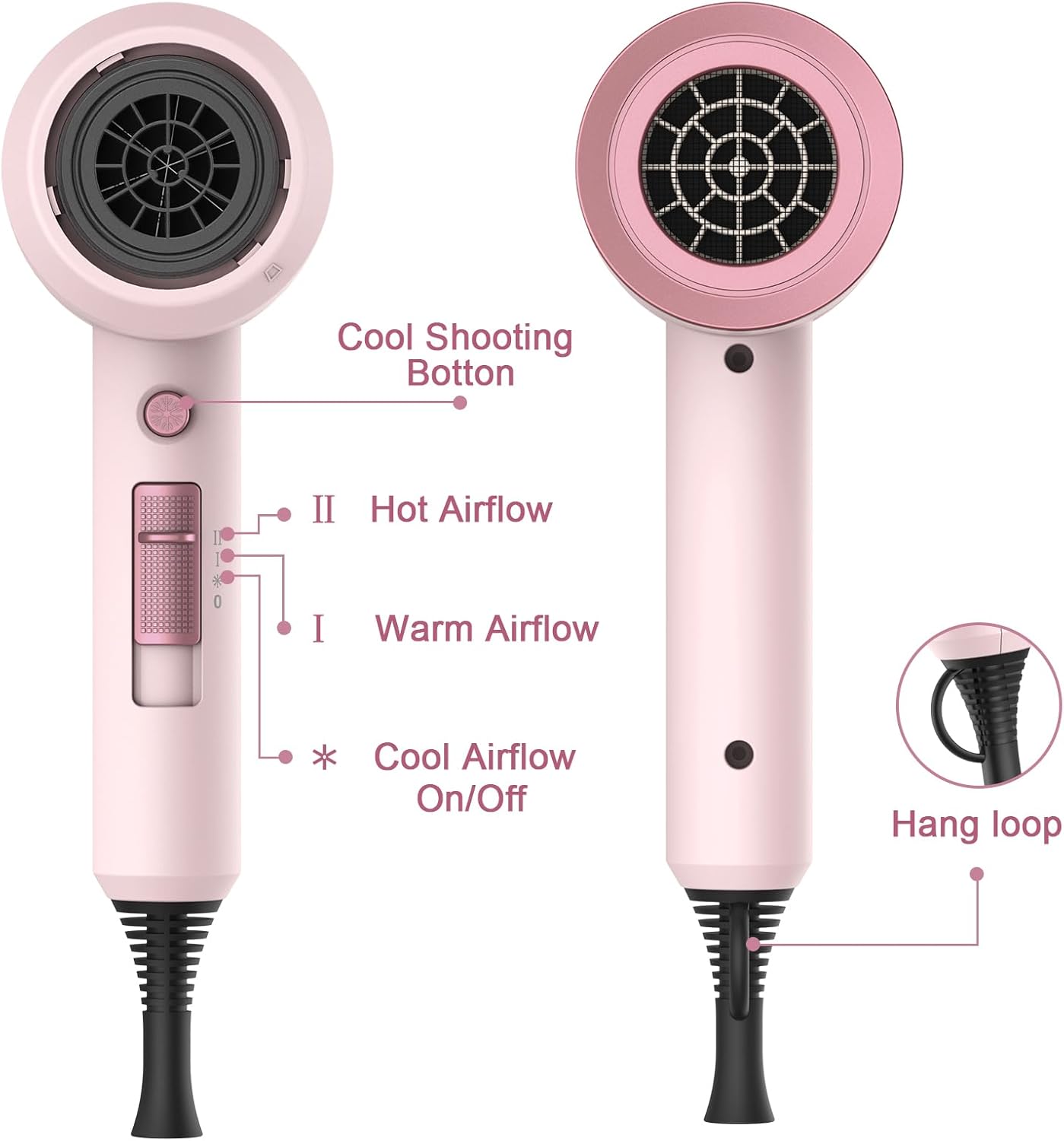 slopehill Professional Ionic Hair Dryer, Powerful 1800W Fast Drying Low Noise Blow Dryer with 2 Concentrator Nozzle 1 Diffuser Attachments for Home Salon Travel (Mocha Mousse)