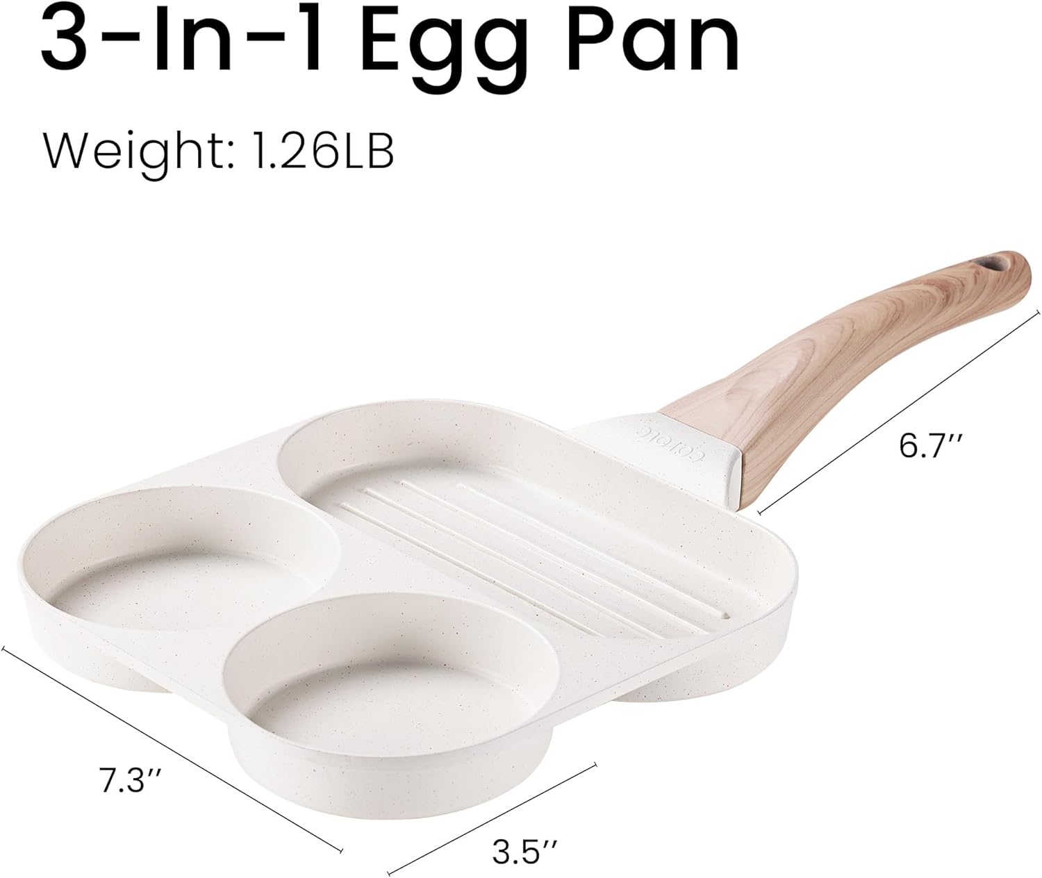 CAROTE Egg Pan Omelette Pan, 4-Cup Nonstick Granite Omelette Skillet - Pancake Pan and Healthy Egg Cooker Suitable for Gas Stove & Induction Cookware