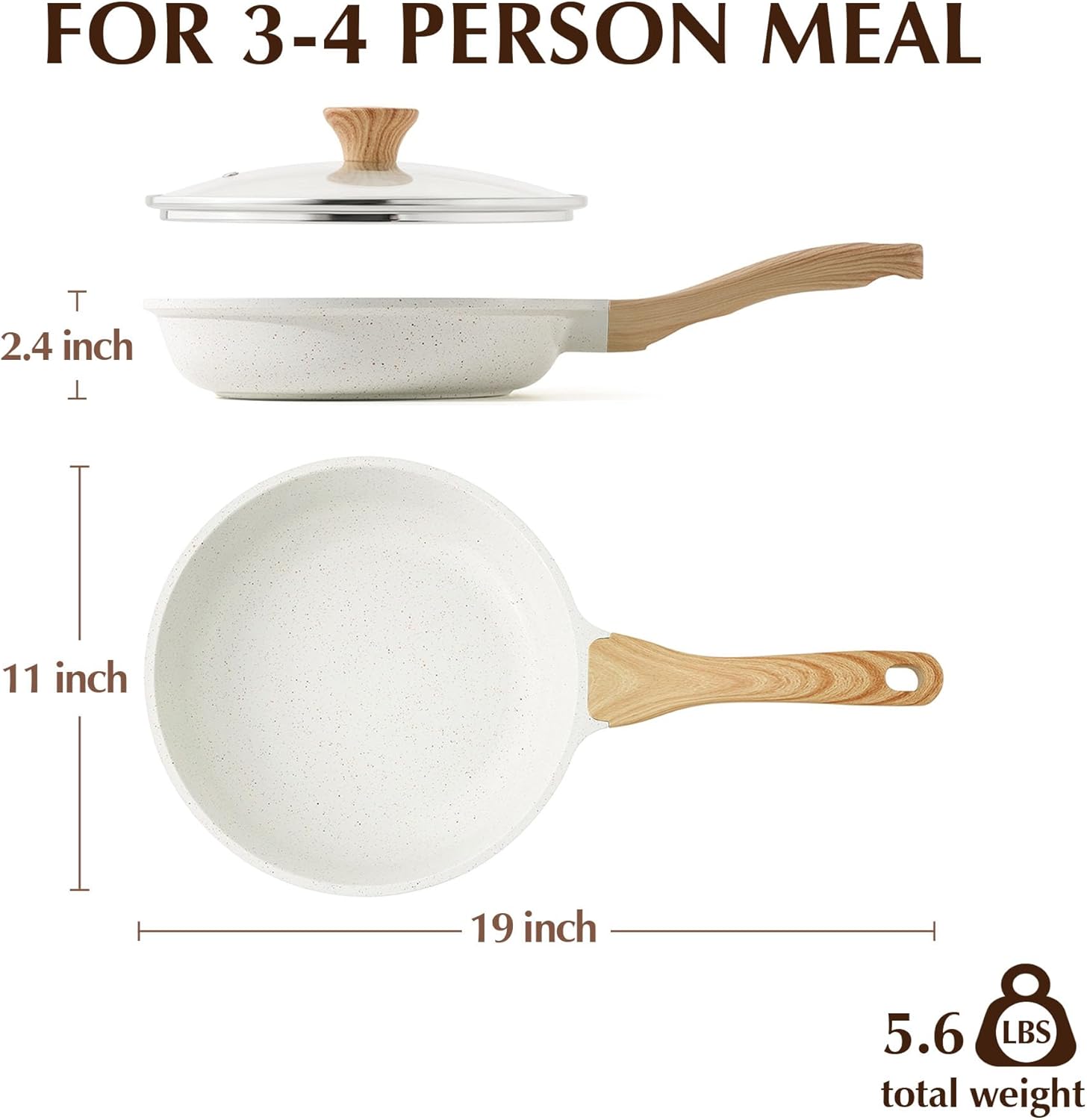 SENSARTE Nonstick Ceramic Frying Pan Skillet with Lid, 9.5 Inch Omelet Pan, Healthy Non Toxic Chefs Pan, Induction Compatible Egg Pan with Heat Resistant Handle, Free of Intentionally Added PFAS/PTFE