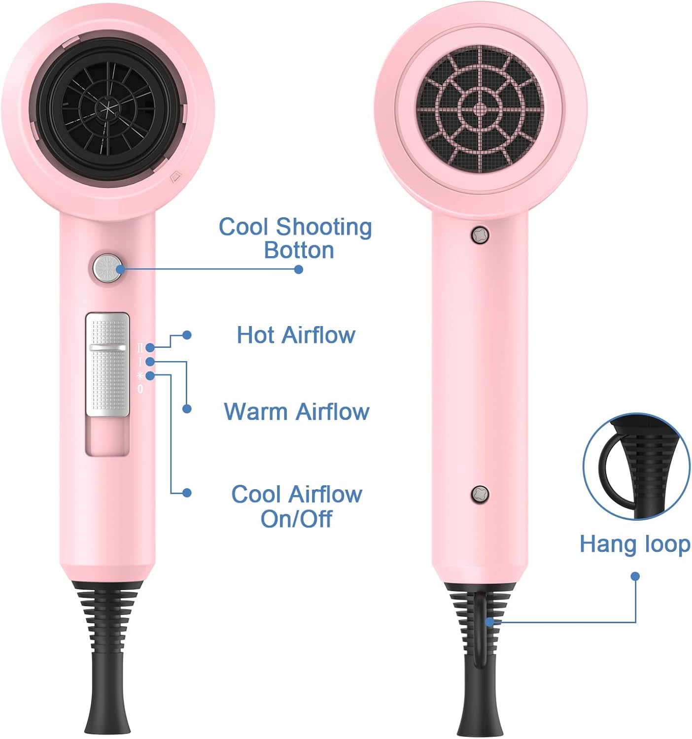 slopehill Professional Ionic Hair Dryer, Powerful 1800W Fast Drying Low Noise Blow Dryer with 2 Concentrator Nozzle 1 Diffuser Attachments for Home Salon Travel (Mocha Mousse)