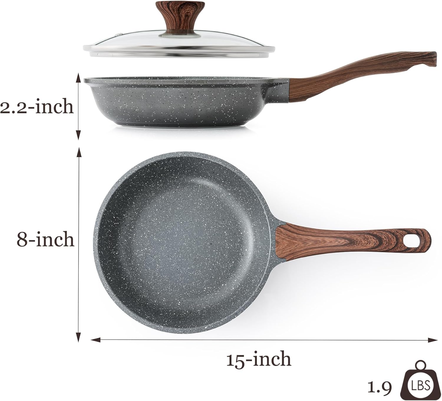 SENSARTE Nonstick Ceramic Frying Pan Skillet with Lid, 9.5 Inch Omelet Pan, Healthy Non Toxic Chefs Pan, Induction Compatible Egg Pan with Heat Resistant Handle, Free of Intentionally Added PFAS/PTFE