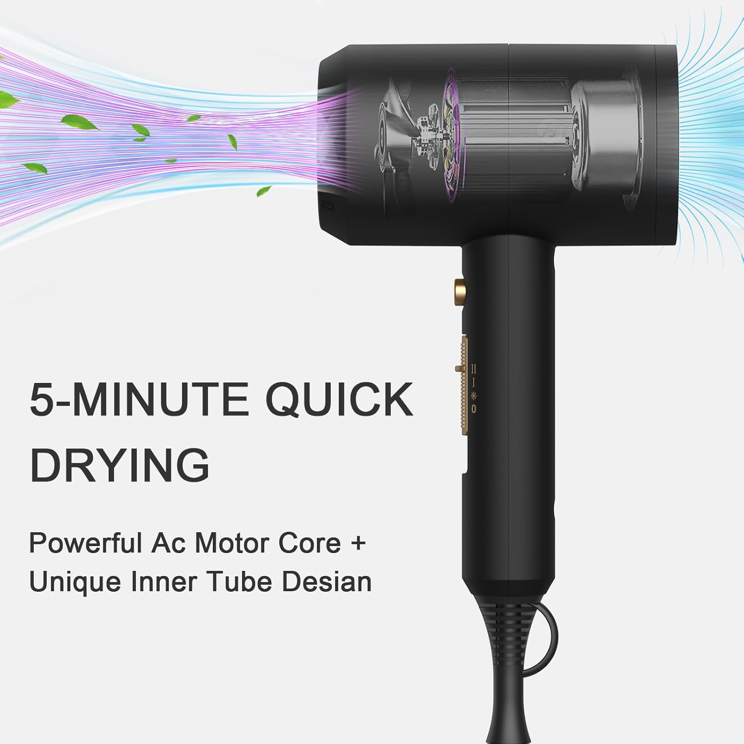 slopehill Professional Ionic Hair Dryer, Powerful 1800W Fast Drying Low Noise Blow Dryer with 2 Concentrator Nozzle 1 Diffuser Attachments for Home Salon Travel (Mocha Mousse)