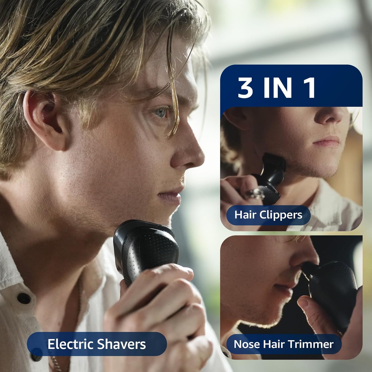 Cordless Electric Razor for Men: 3-in-1 Shaver for Beard/Nose/Sideburns - IPX7 Waterproof Travel Kit - Turbo Speed & Precision Blades