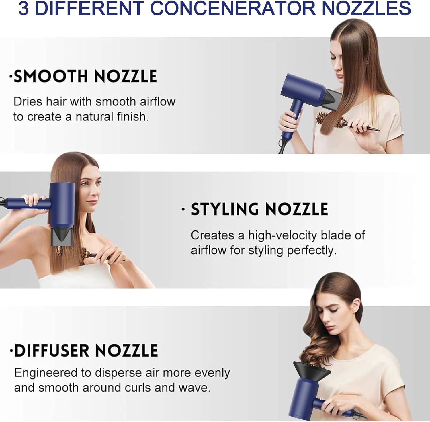 slopehill Professional Ionic Hair Dryer, Powerful 1800W Fast Drying Low Noise Blow Dryer with 2 Concentrator Nozzle 1 Diffuser Attachments for Home Salon Travel (Mocha Mousse)